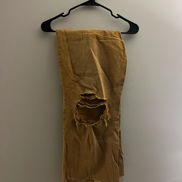 Distressed Mustard Yellow Jeans - Picture 2 of 4